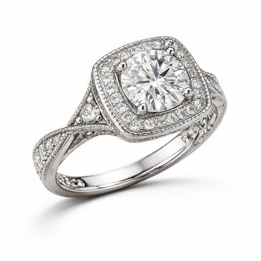 Elegant Halo Women’s Ring in 925 Sterling Silver