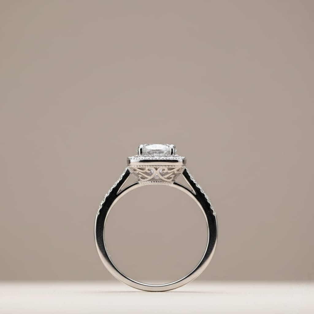 Elegant Halo Zircon Silver Ring