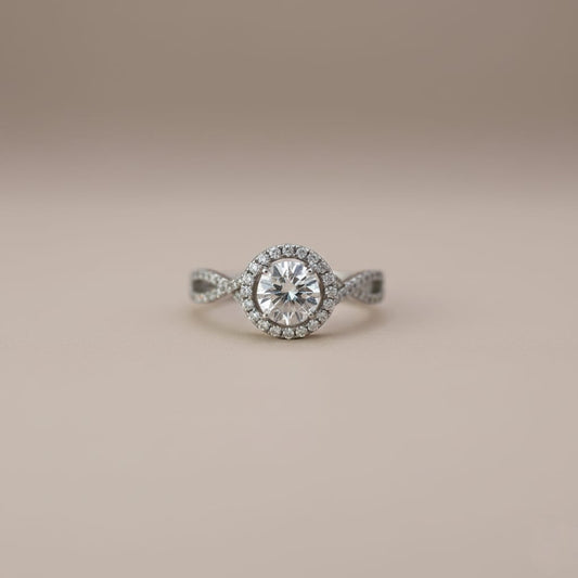 Sterling Silver Round Halo Ring