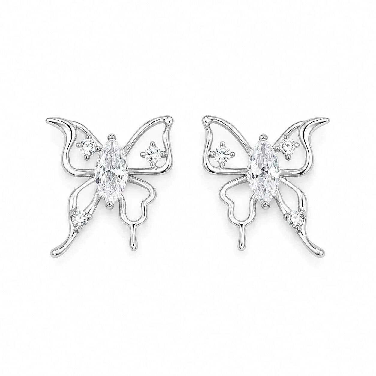 Fluttering Butterfly Stud - 925 Silver Jewelery
