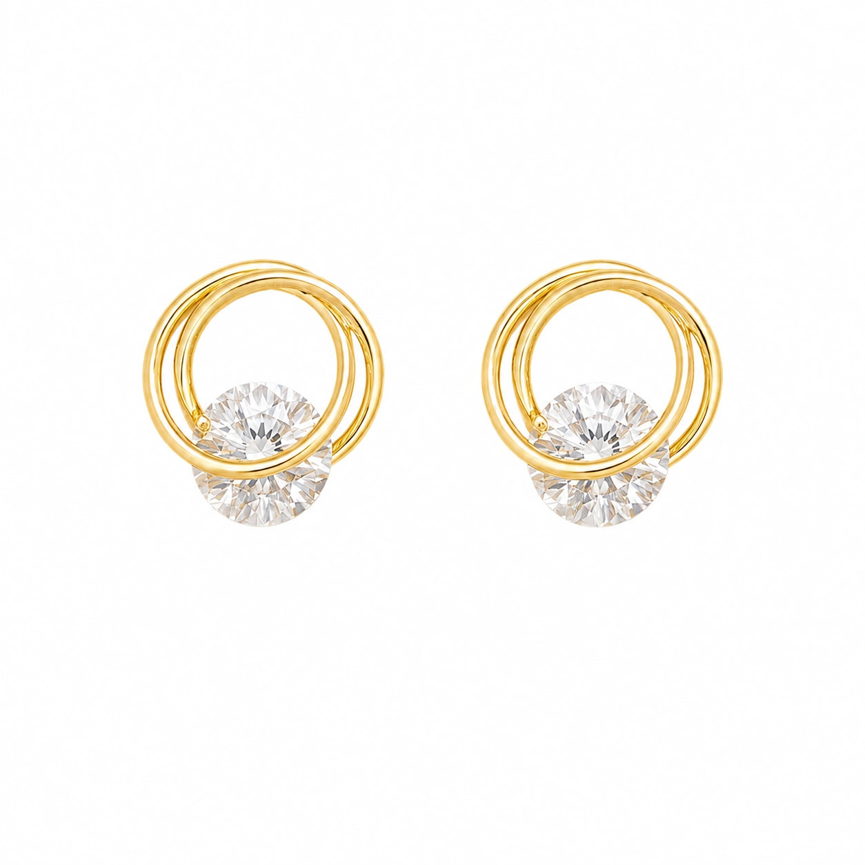 Gold Circle Stud - 925 Silver Jewelery