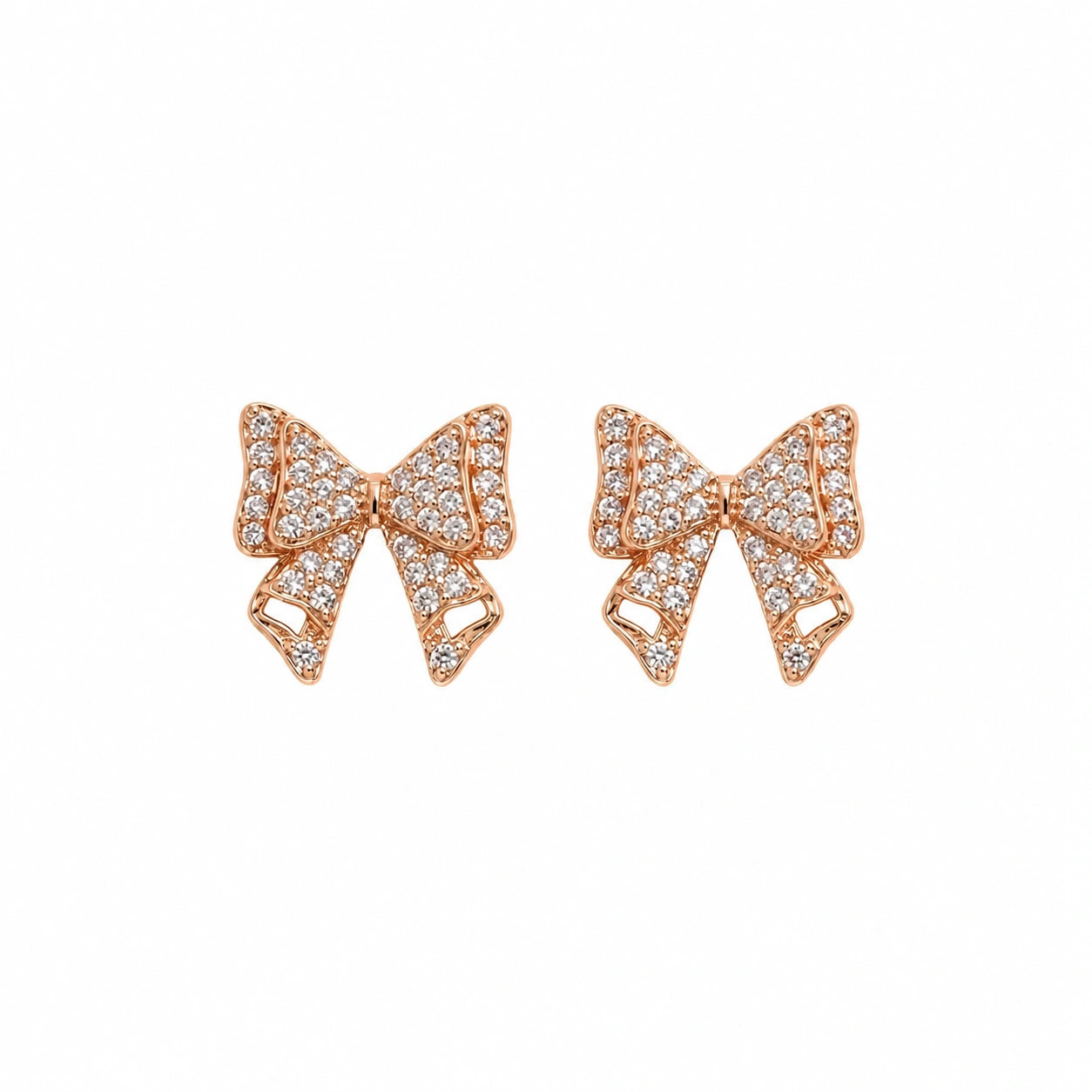 Rose Gold Bow Stud Earrings