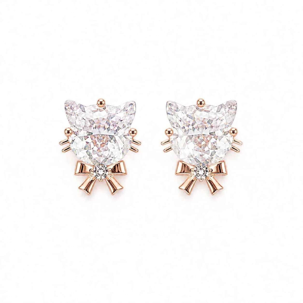 Rose Gold Kitty Cat Stud - 925 Silver Jewelery