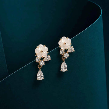 Floral Crystal Drop Stud