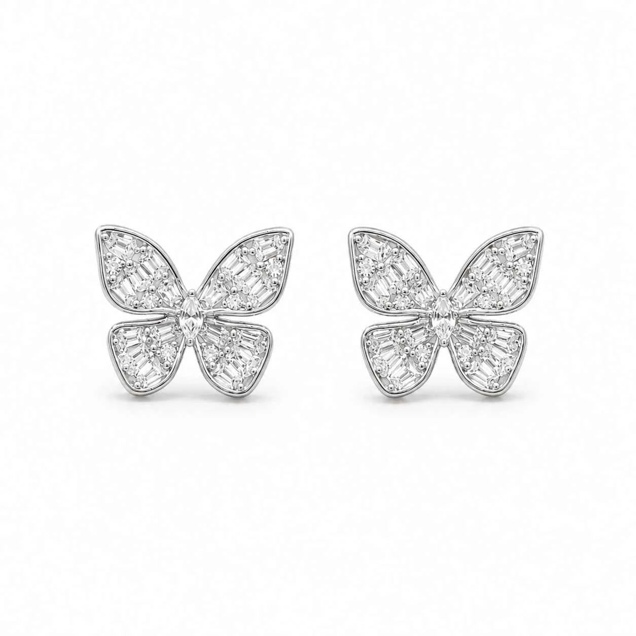 Butterfly Baguette Stud Earrings