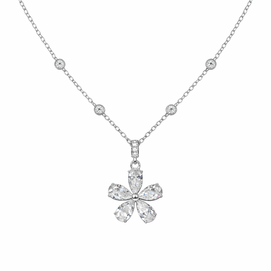 Brilliant Floral Blossom Pendant in Sterling Silver