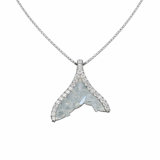 Oceanic Whale Tail Crystalline Pendant in Sterling Silver