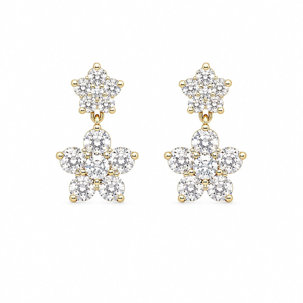Crystal Blossom Drop Stud Earrings