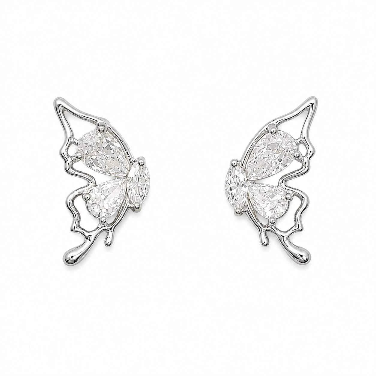 Crystal Wing Butterfly Stud Earrings