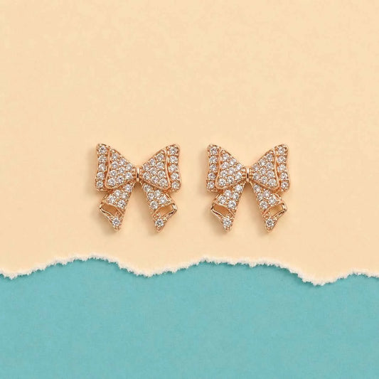 Rose Gold Bow Stud Earrings