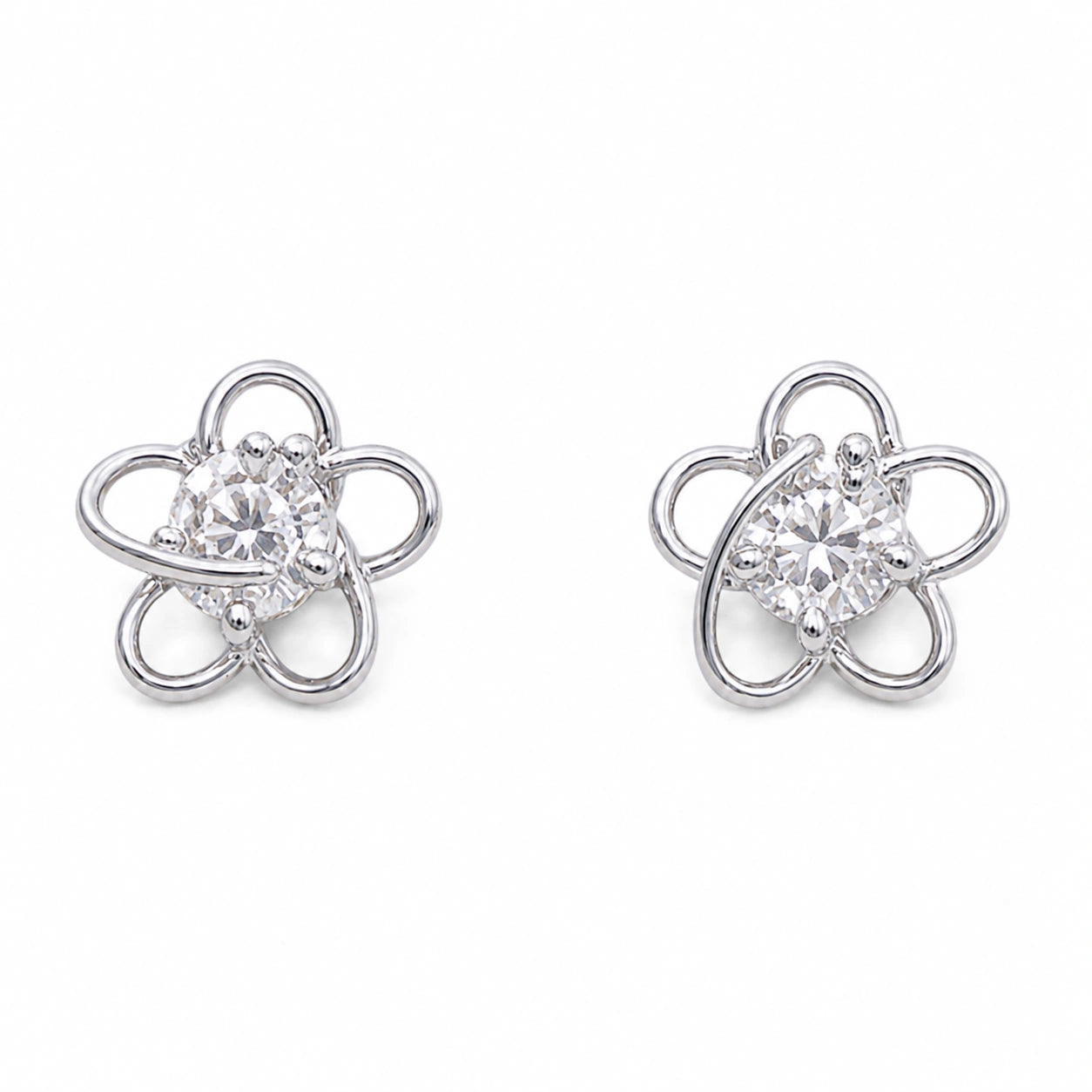 Elegant Flower Silver Earrings