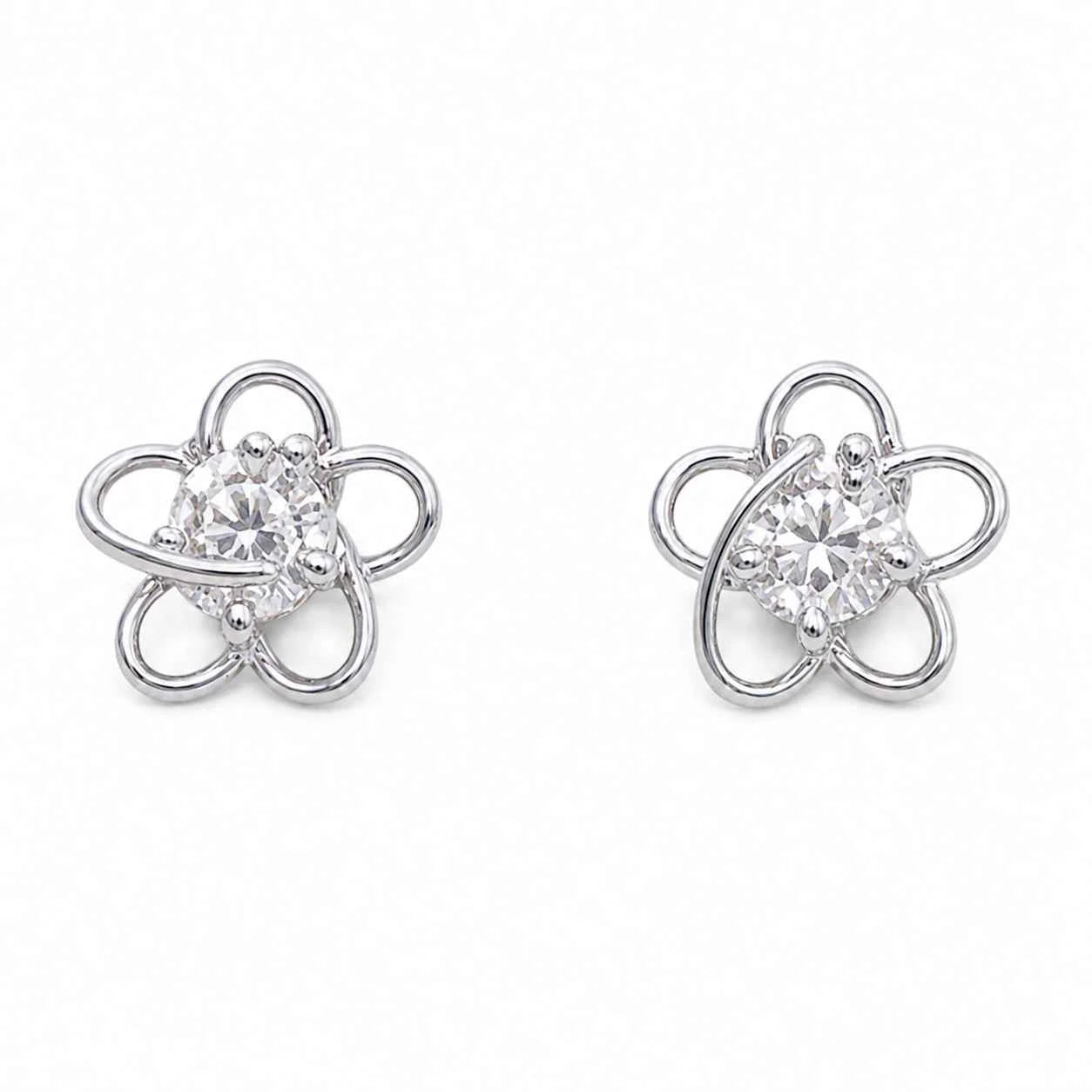 Elegant Flower Silver Earrings