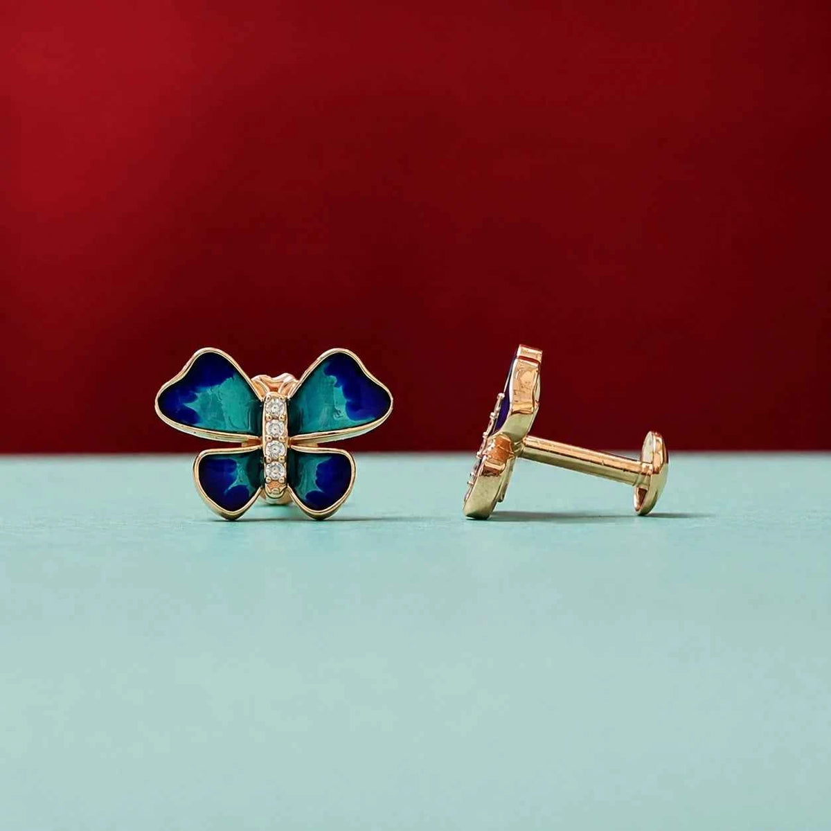 Elegant Rose Gold Butterfly Earrings