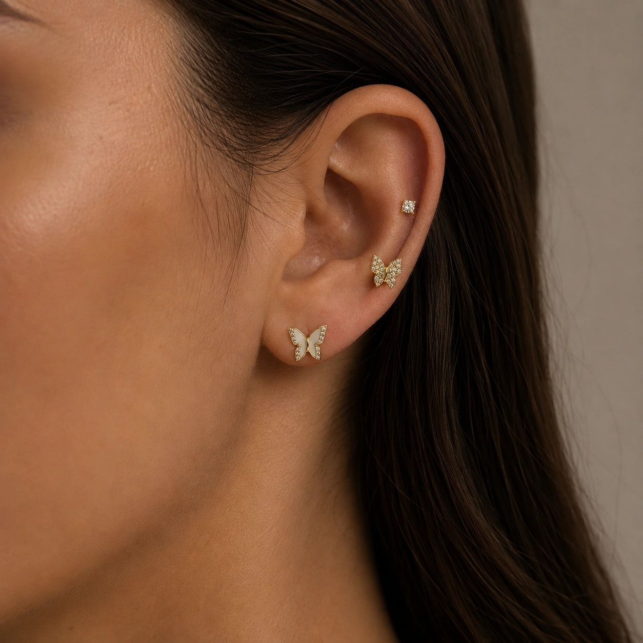 Enamel Butterfly Earring Duo
