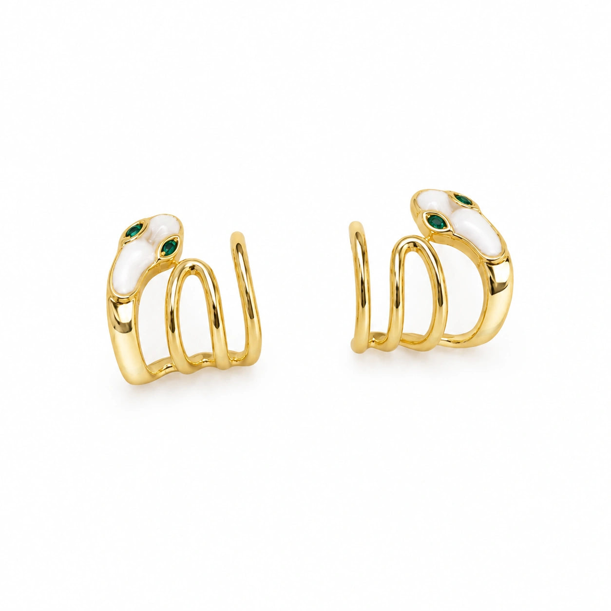 Golden Serpent Coil Huggie Earrings