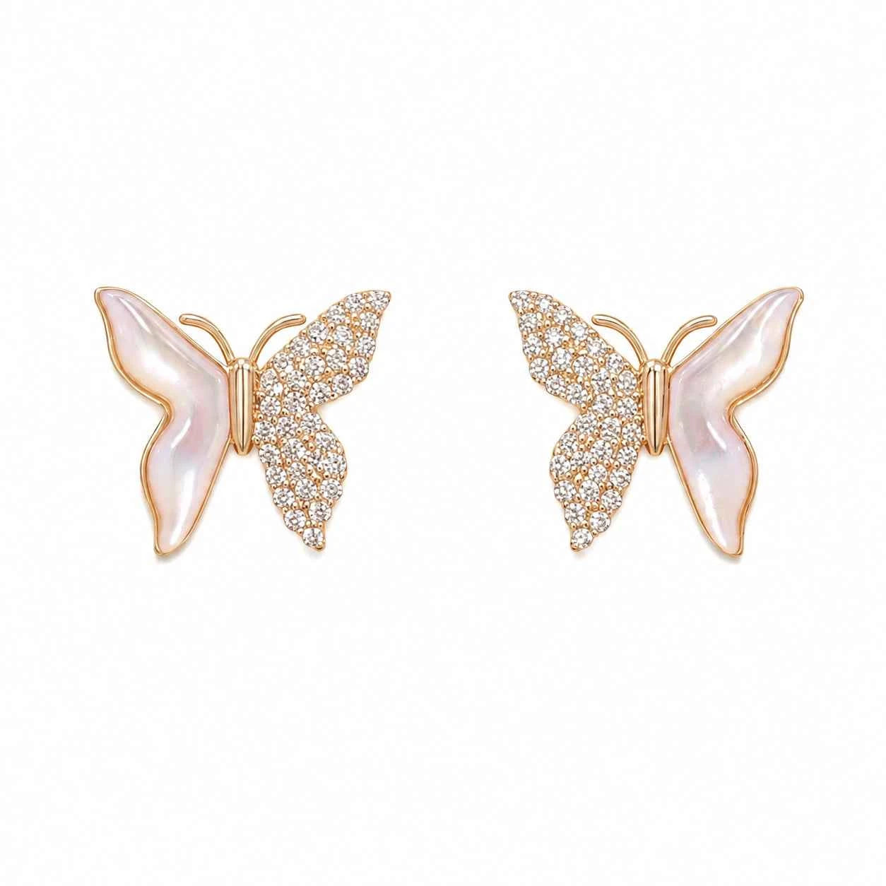 Mother of Pearl Butterfly Stud Earrings