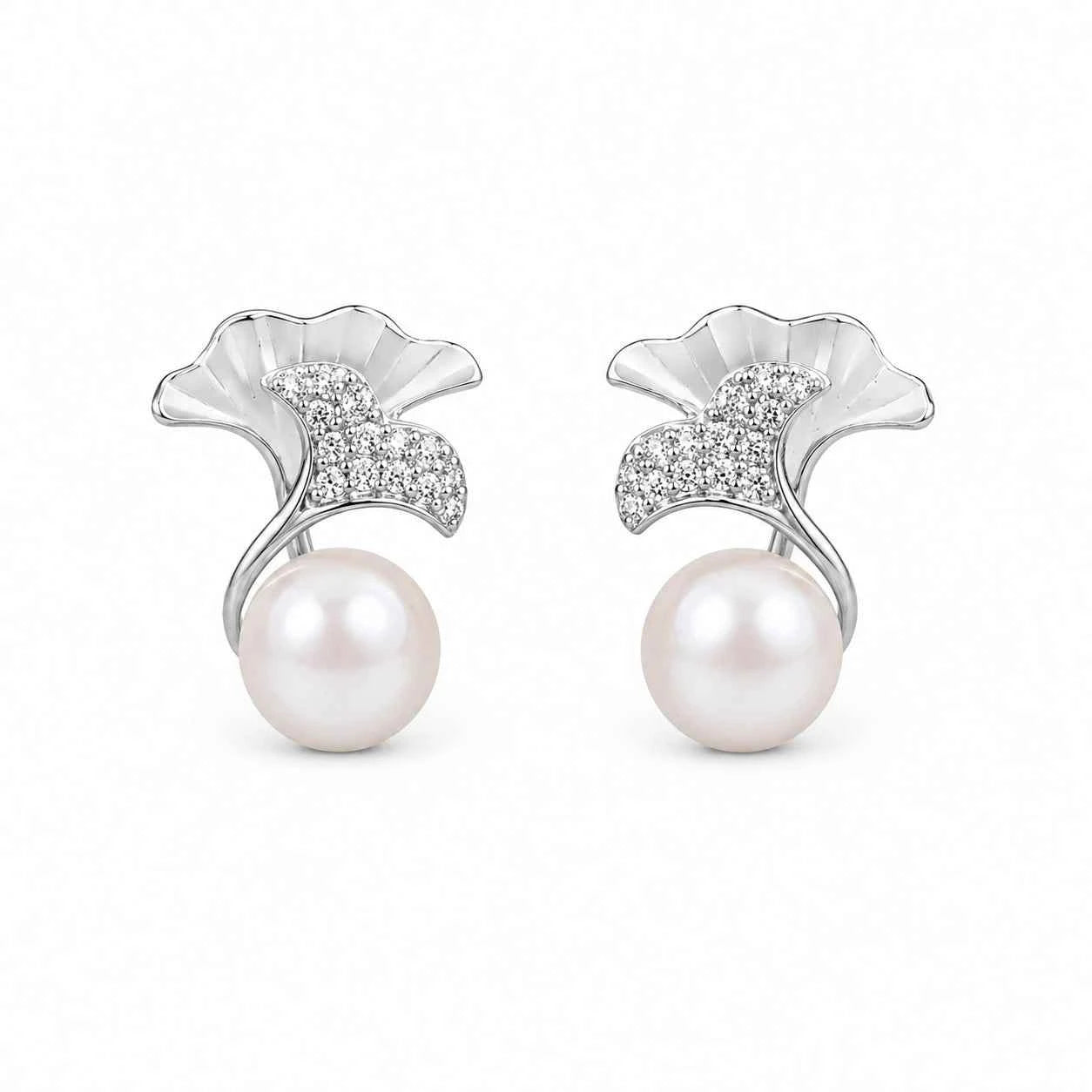 Pearl Blossom Stud Earrings