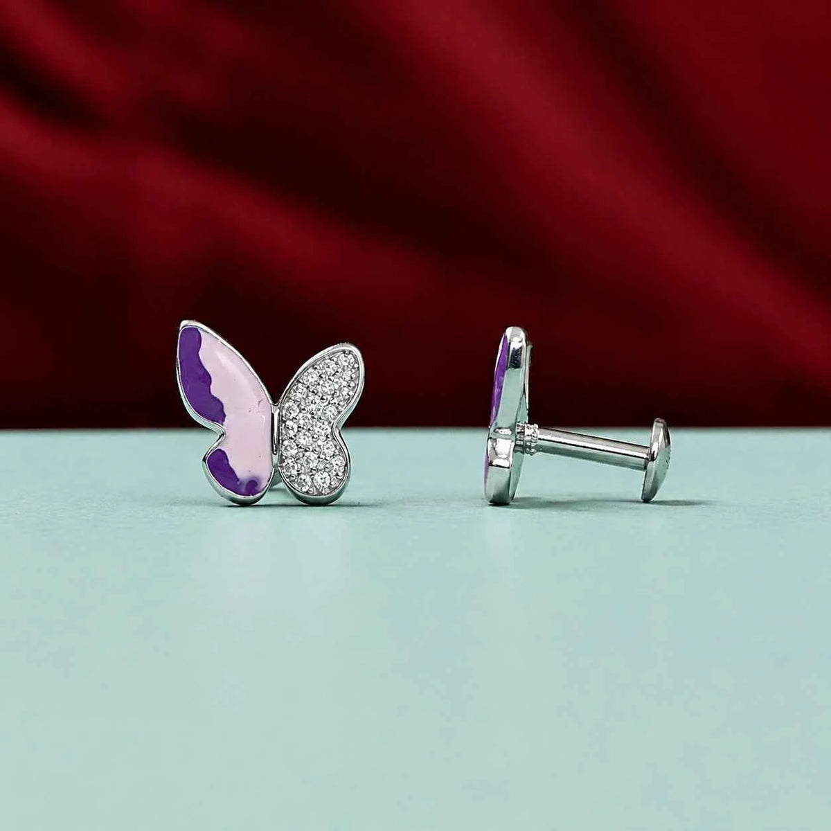 Purple Butterfly Stud Earrings