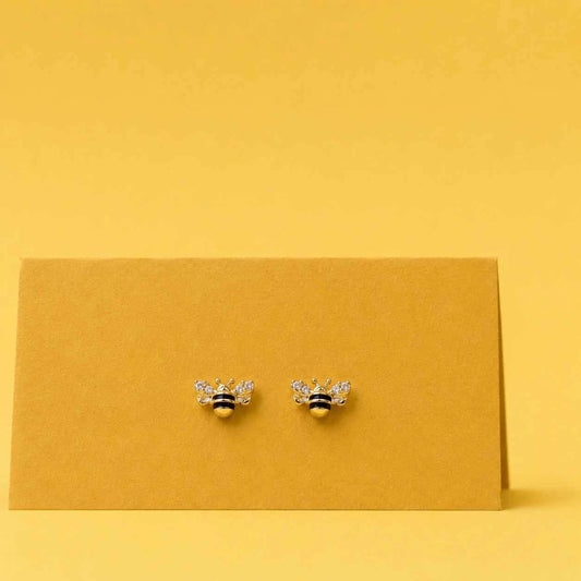 Silver Bee Stud Earrings