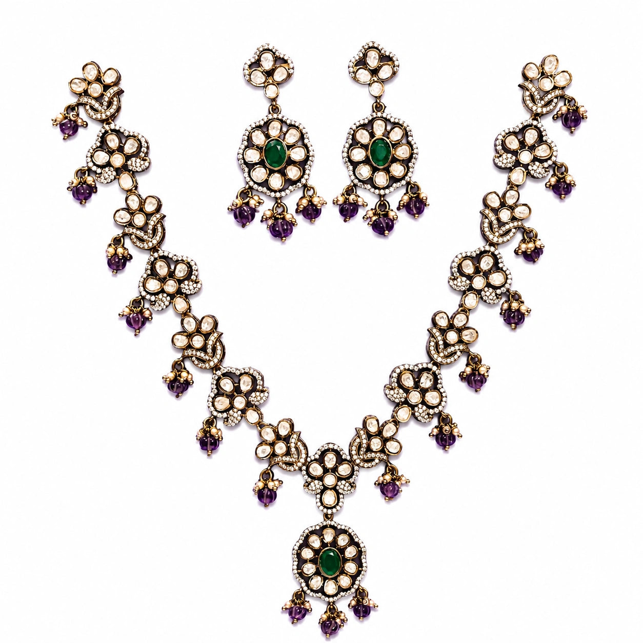 Victorian Amethyst Bloom Necklace Set