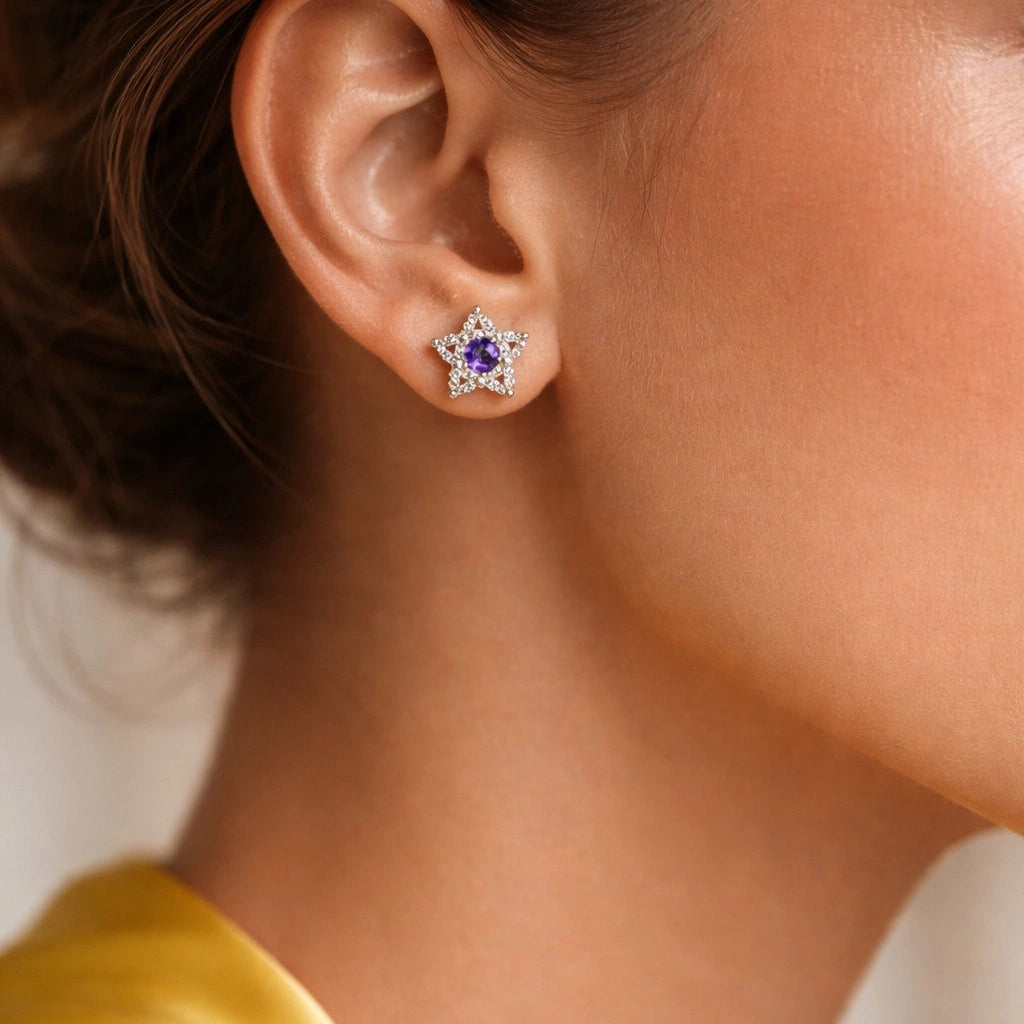 Royal Petal Sterling Silver Stud Earrings