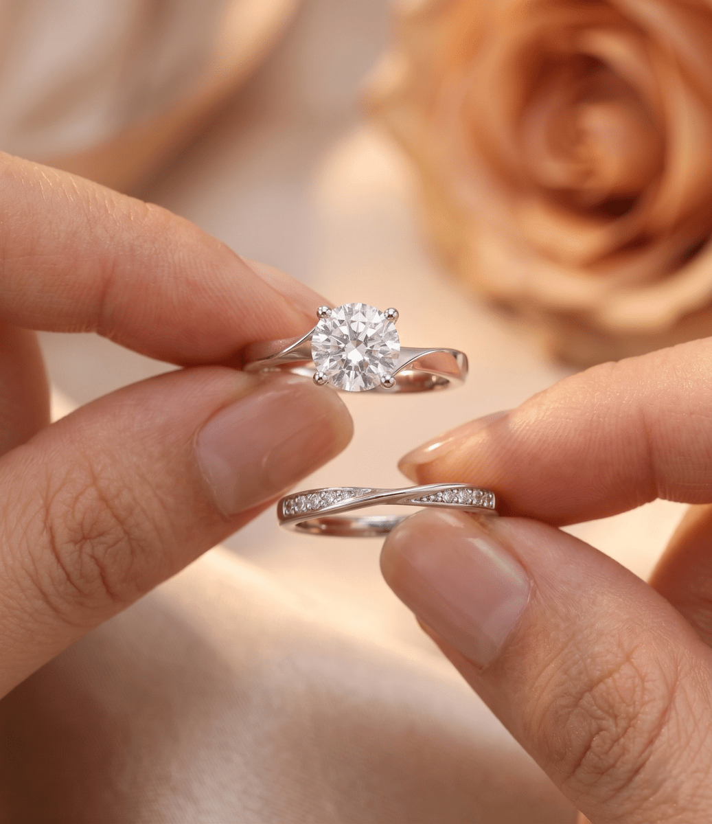 Aurielle Twist Diamond - Look Dual Ring Set in 925 Sterling - Silvorn India