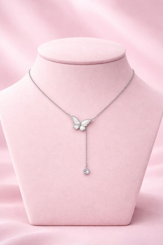 Butterfly Drop Pendant in Sterling Silver