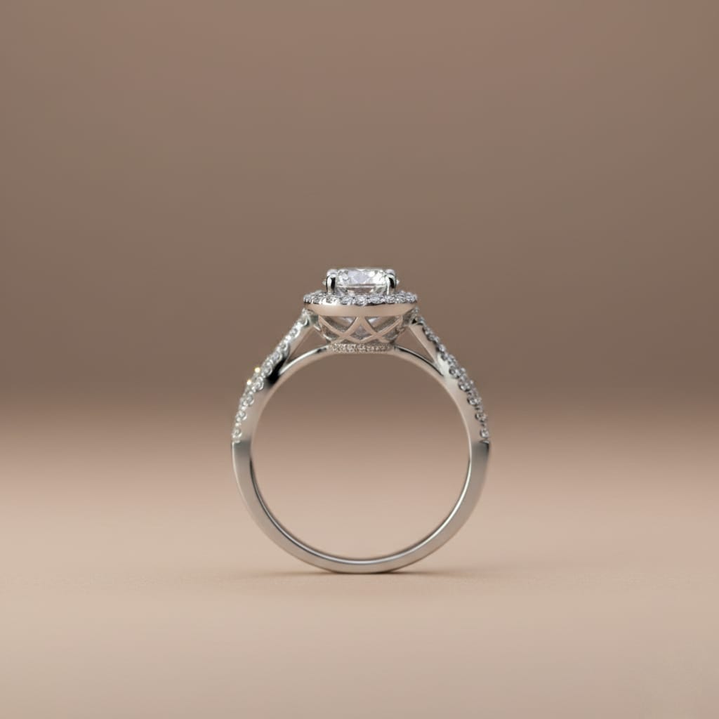 Sterling Silver Round Halo Ring