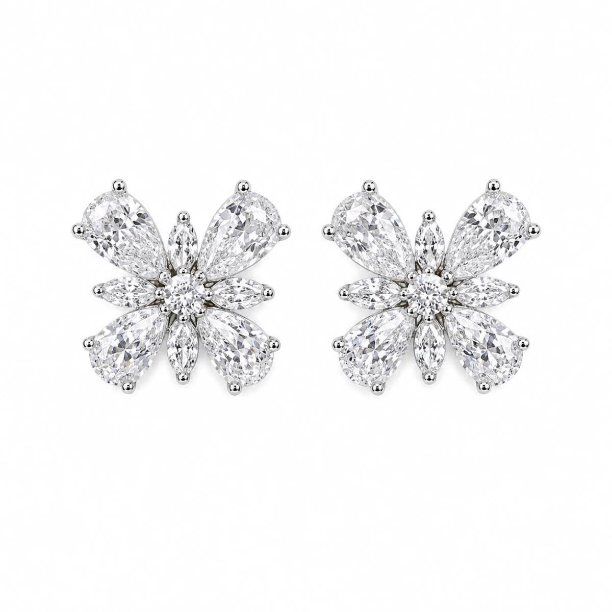 Butterfly Blossom Crystal Studs - Silvorn India