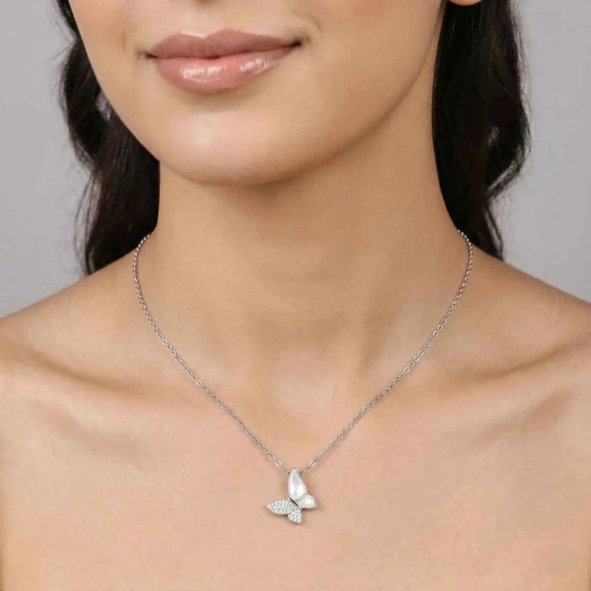 Butterfly Grace Pendant Necklace - Silvorn India
