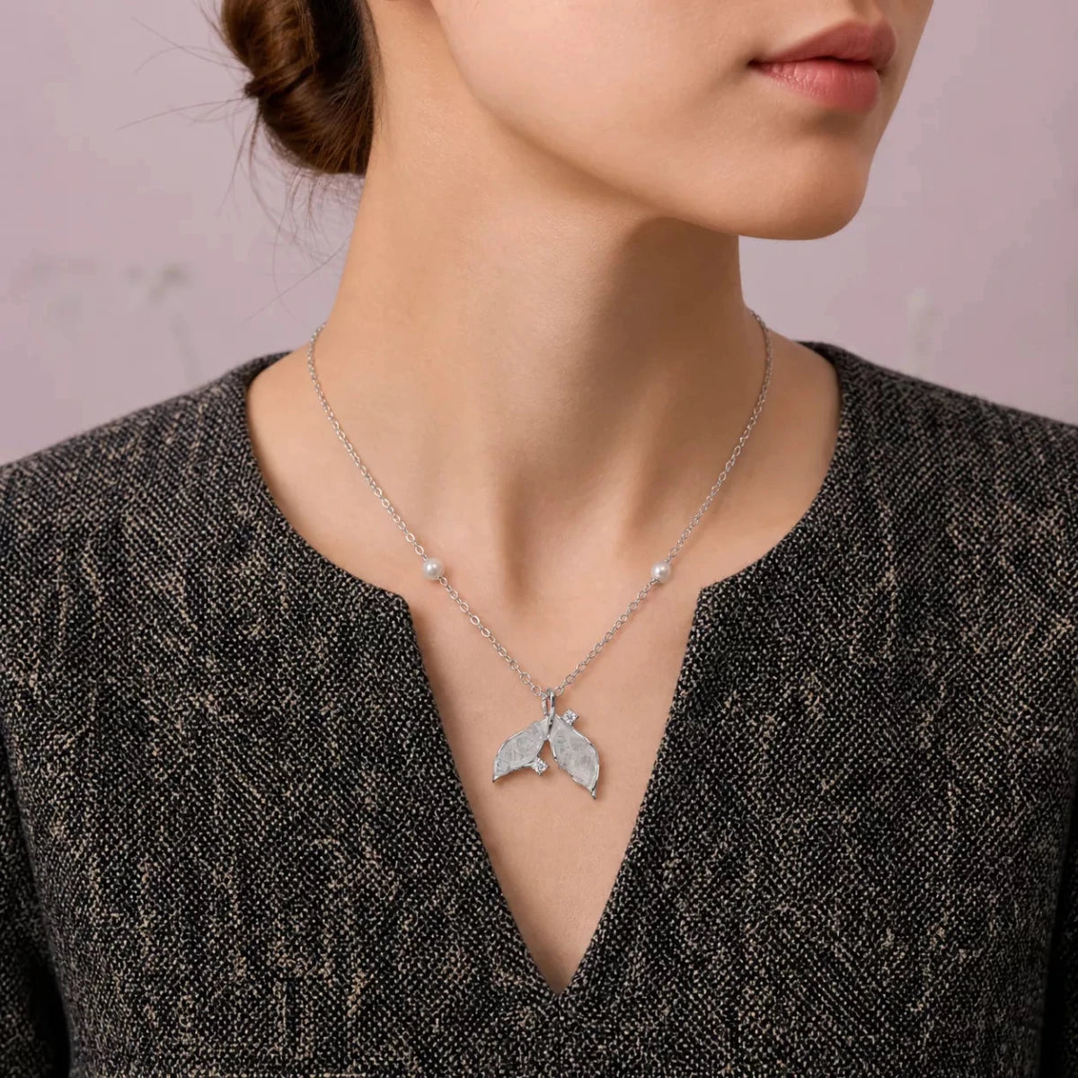 Crystal Leaf Charm Pendant Necklace - Silvorn India