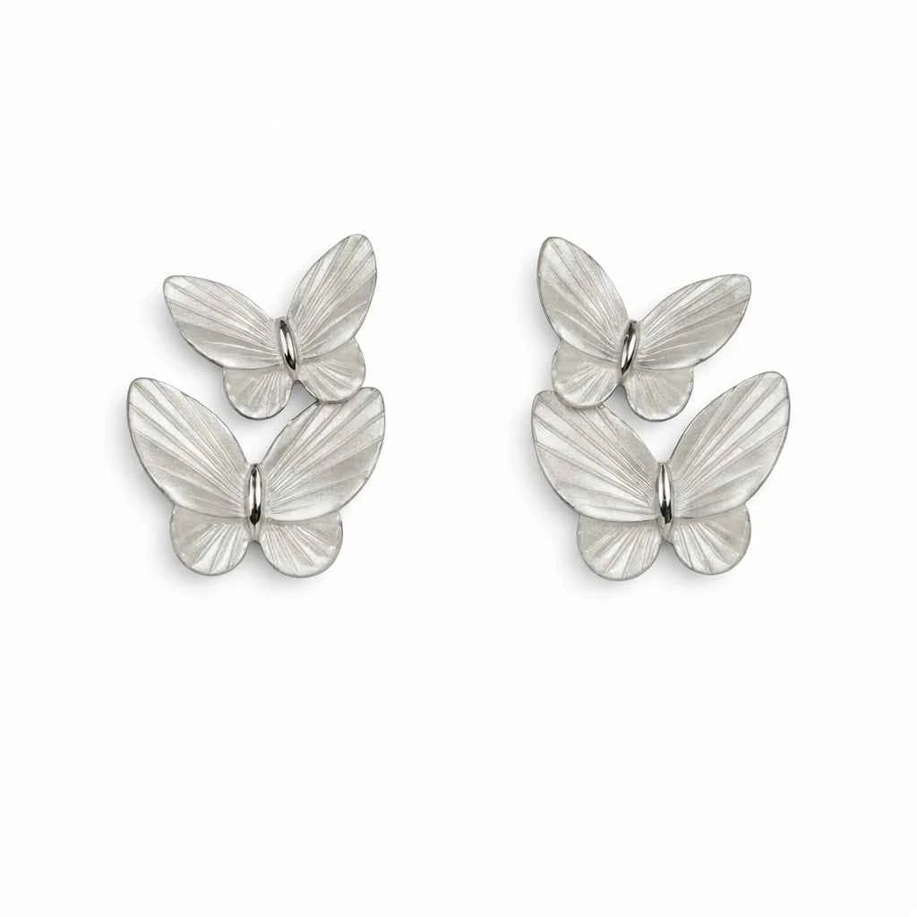 Duo Butterfly Silk-Finish Studs