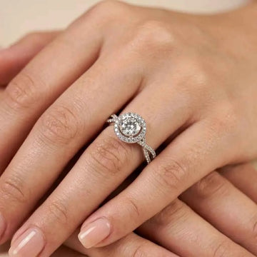 Elegant Round Halo Infinity Twist Diamond Engagement Ring - Silvorn India