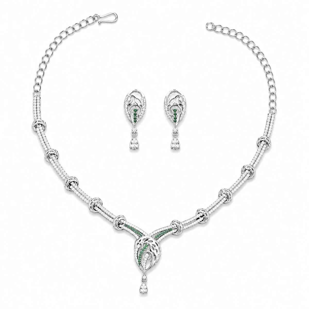 Swan 925 silver necklace and dangle earrings, filigree teardrop center pendant