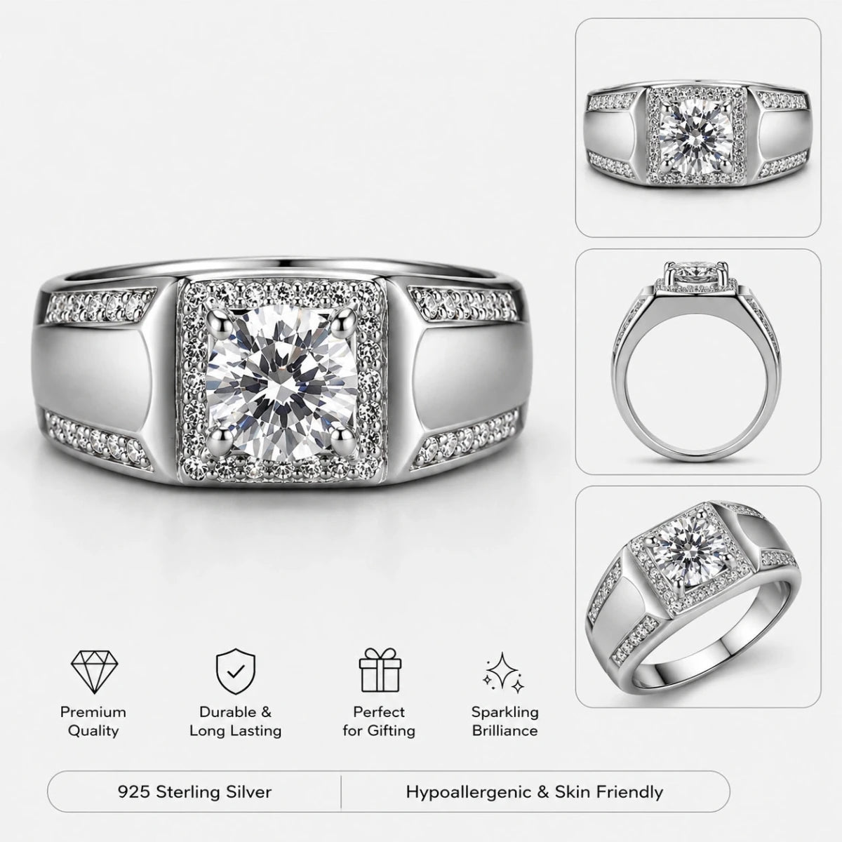 Elite Prism Sterling Silver Ring - Silvorn India