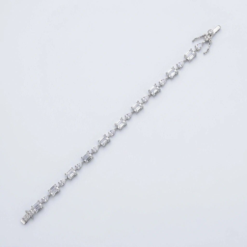 Emerald Cut Crystal Link Bracelet for Women - Silvorn India