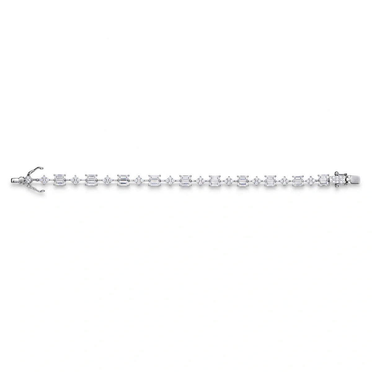 Emerald Cut Halo Tennis Bracelet - Silvorn India