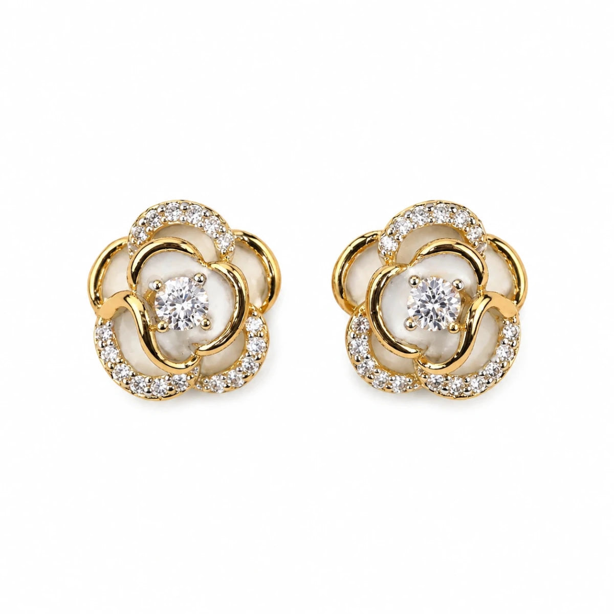 Golden Blossom Crystal Stud - Silvorn India