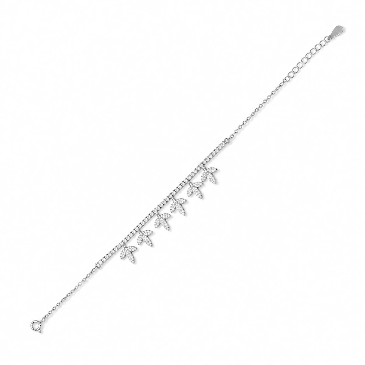 Leaf Charm Tennis Bracelet for Women - Silvorn India