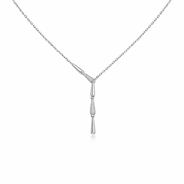 Modern Y - Drop Pendant Necklace with Pave Crystal Accents - Silvorn India