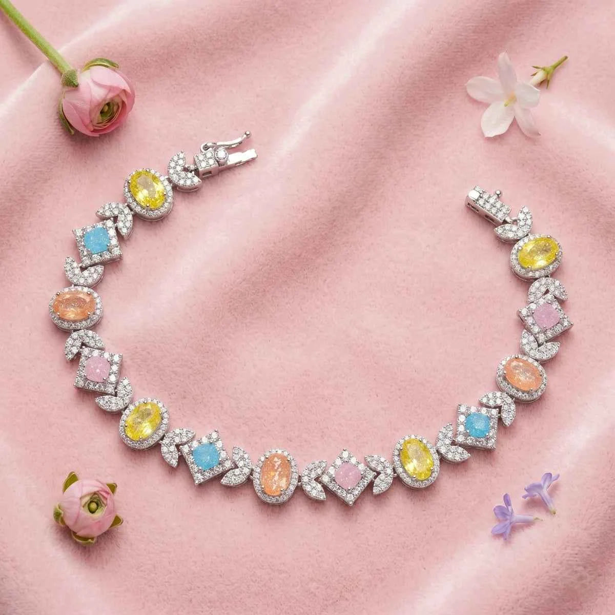 Pastel Mosaic Halo Statement Bracelet