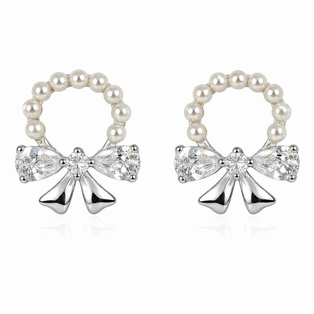 Pearl Wreath & Ribbon Bow Studs