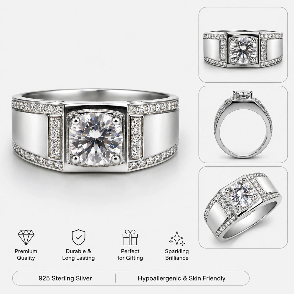Regal Edge Sterling Statement Ring - Silvorn India