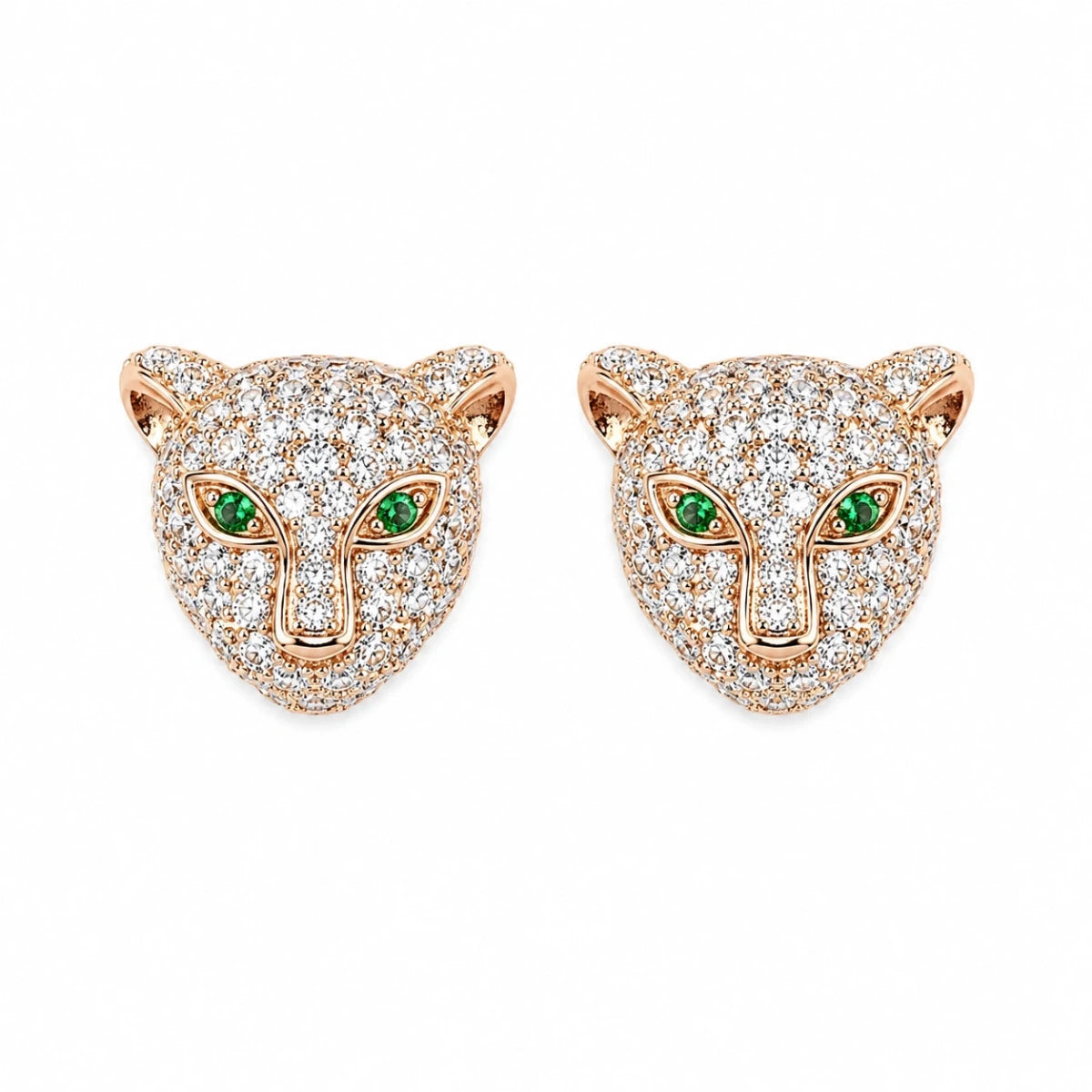 Rose Gold Panther Crystal Studs - Silvorn India