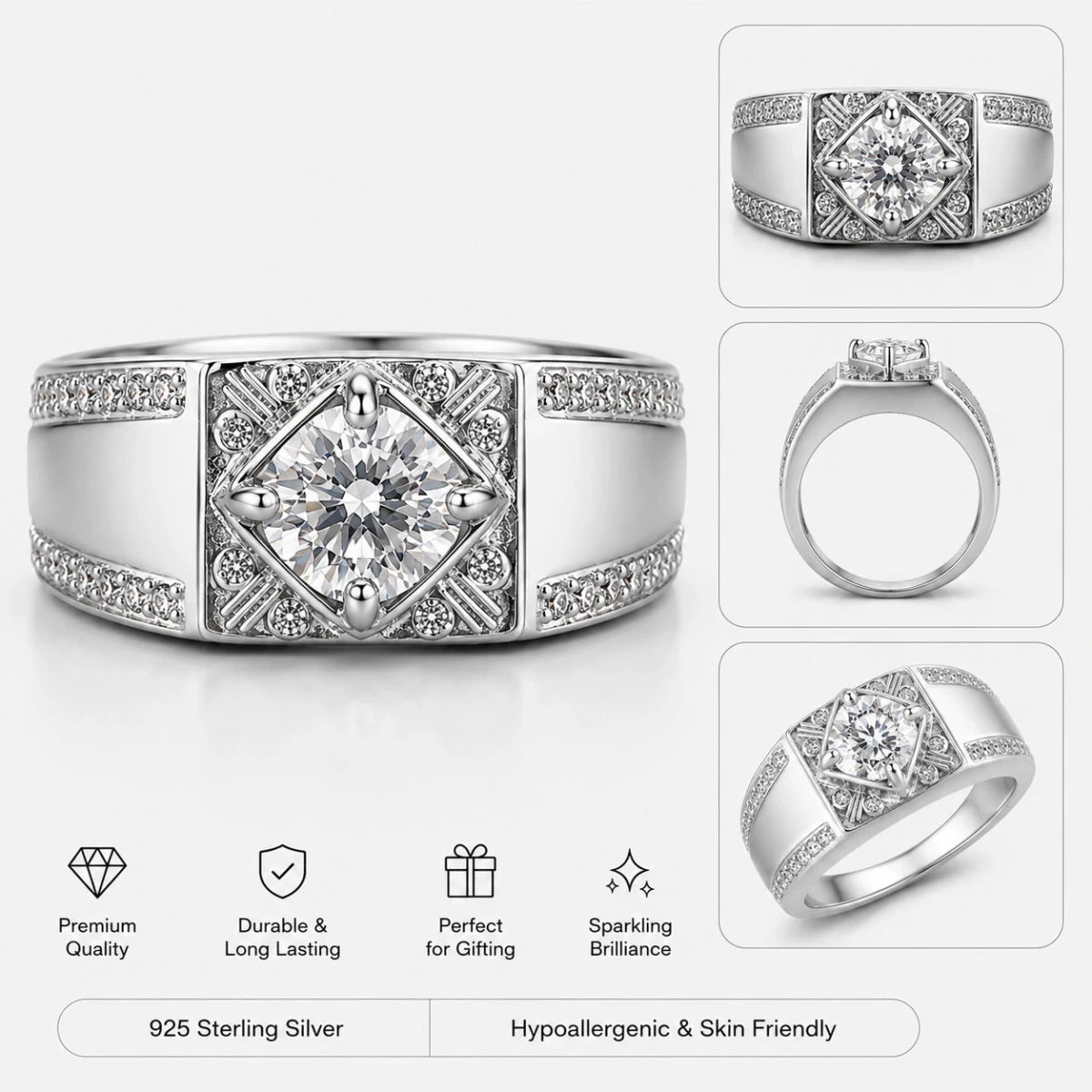 Royal Crest Sterling Silver Statement Ring - Silvorn India