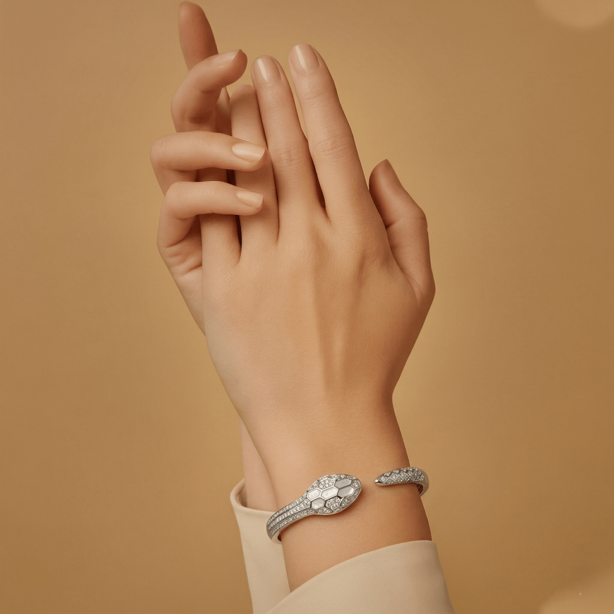 Serpent Head Sterling Open Cuff Bracelet for Women - Silvorn India