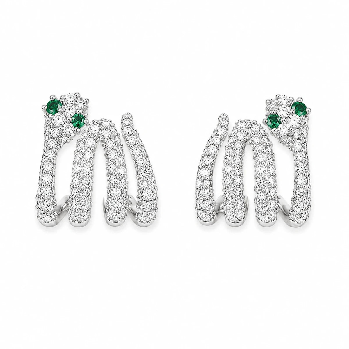 Silver Crystal Snake Hoop Earrings - Silvorn India