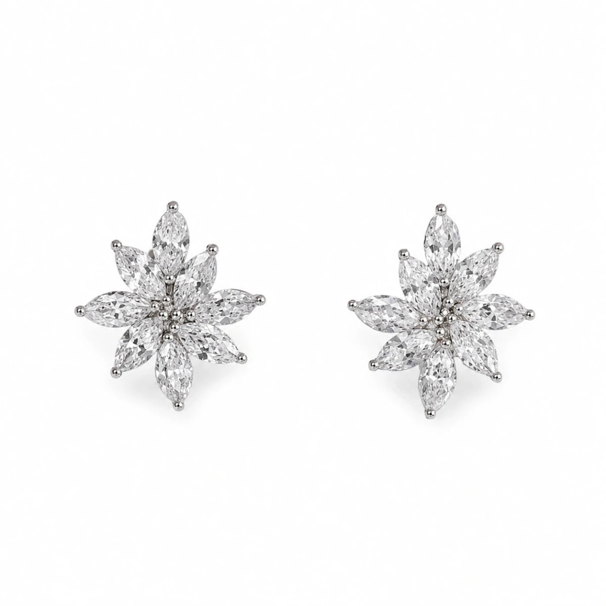 Snowflake Blossom Crystal Studs - Silvorn India