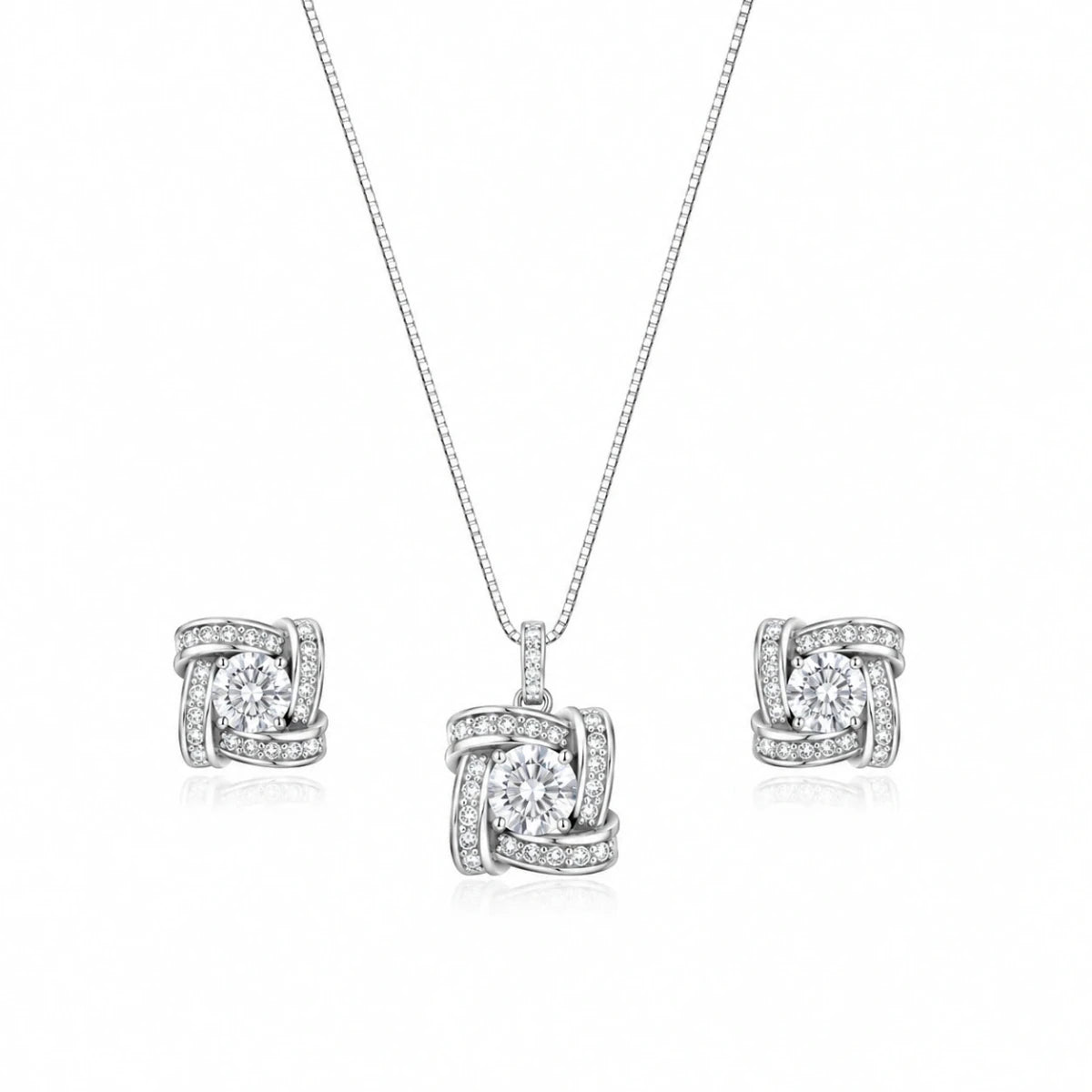Sparkle Pendant & Stud Earrings Jewelry Set for Women | Premium Zircon Stone Necklace Set - Silvorn India