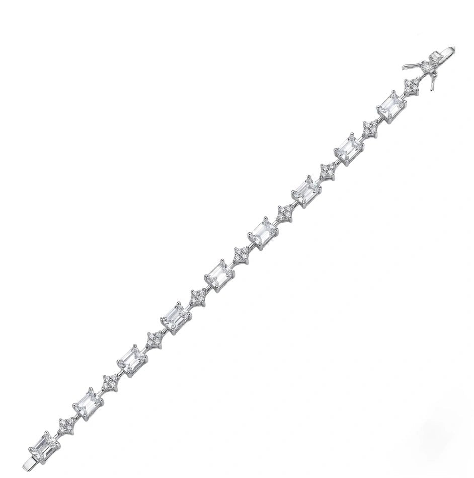 Sterling Silver Crystal Link Bracelet for Women - Silvorn India